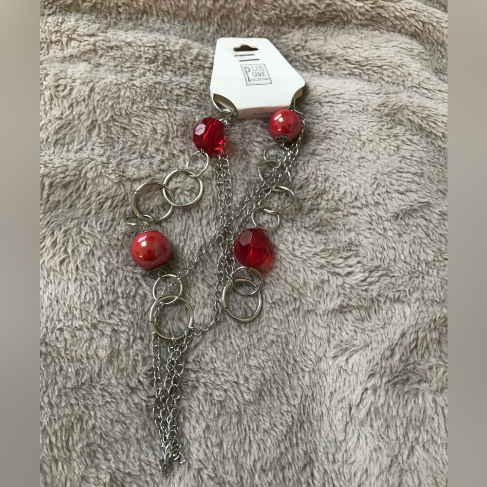 ♥️5/$20 Silver Chain Necklace with Red Beads
